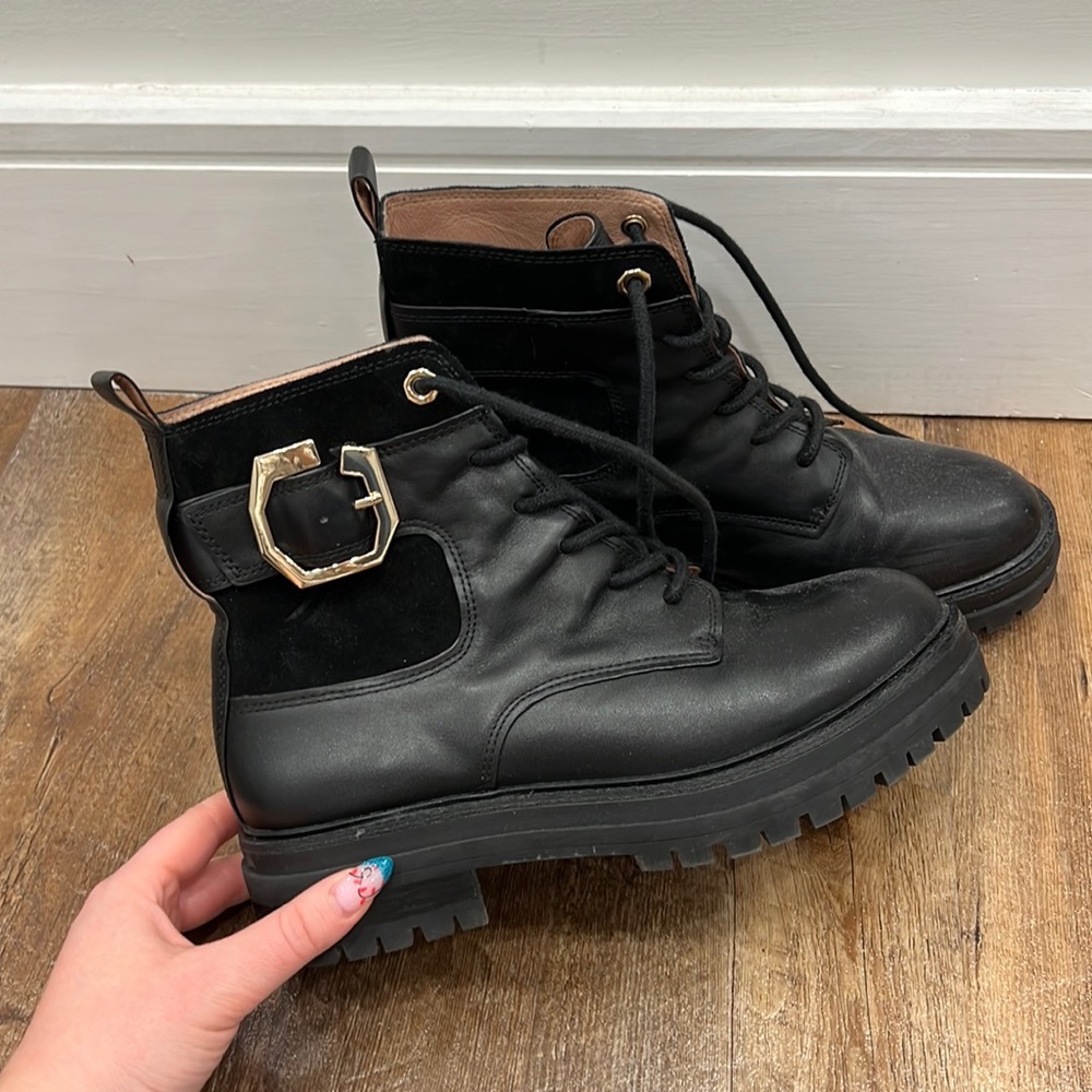 Black Rugged Combat Boots